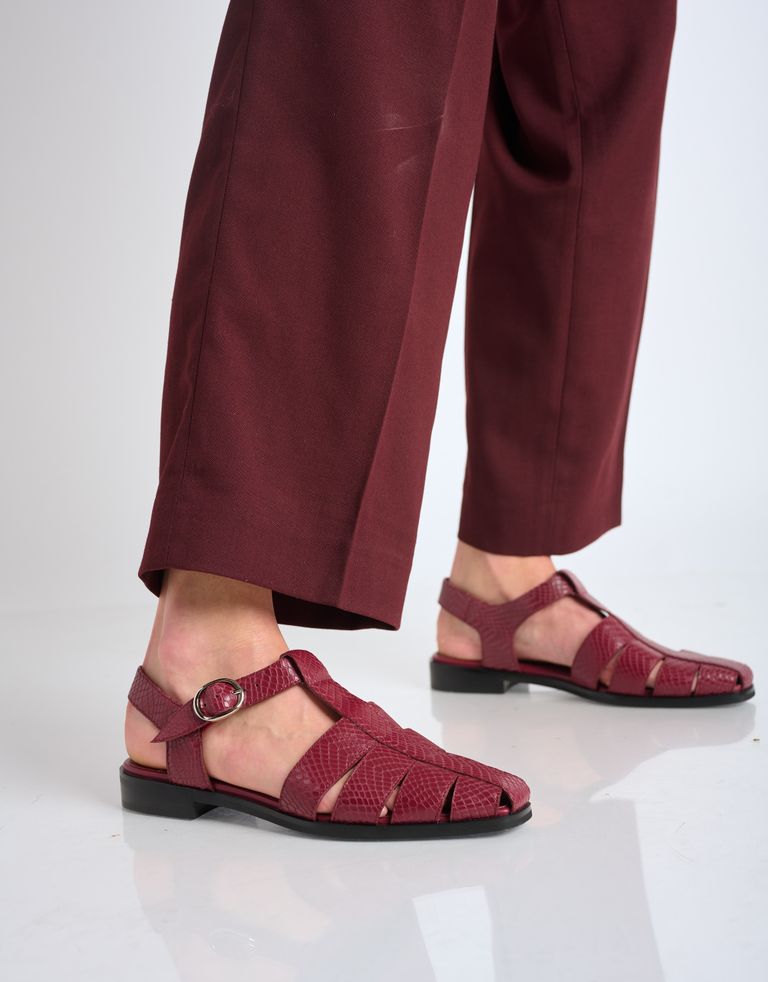 נעלי נשים - Jeffrey Campbell - סנדלי עור LANDEN  נחש - בורדו