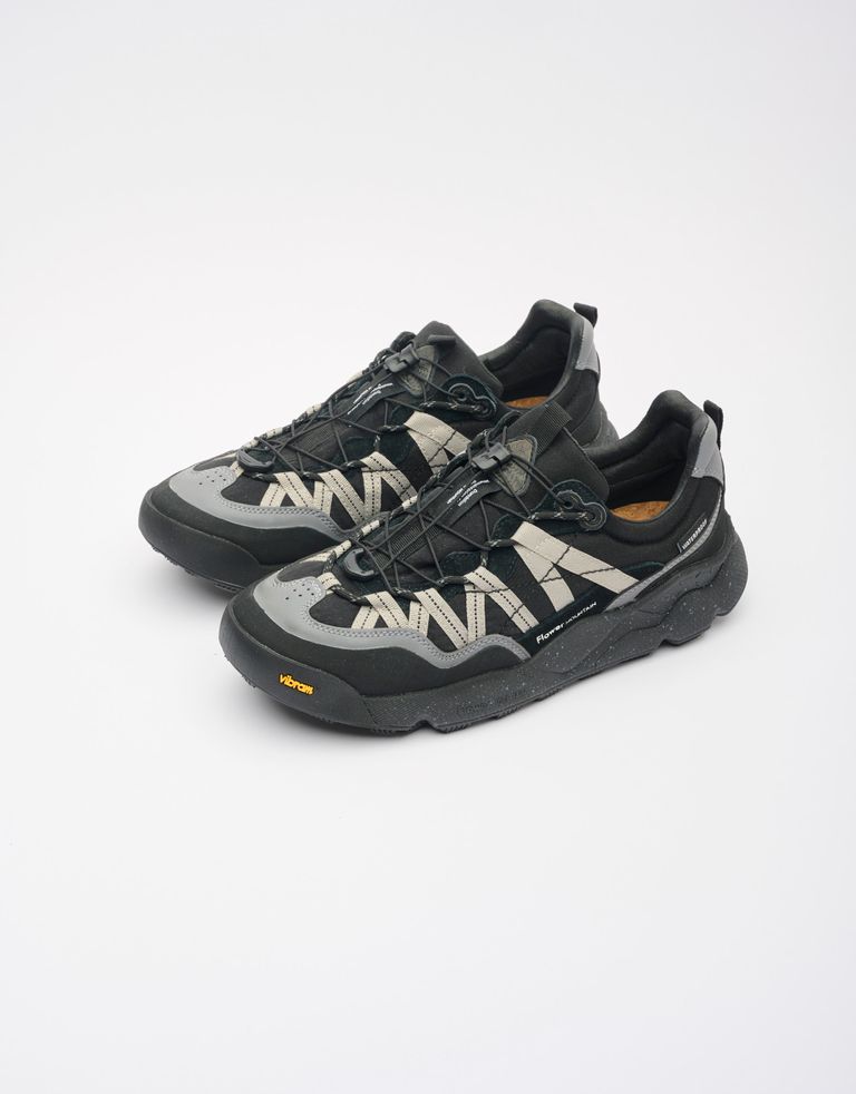 נעלי גברים - Flower Mountain - סניקרס זמש ובד IWANO - שחור אפור4