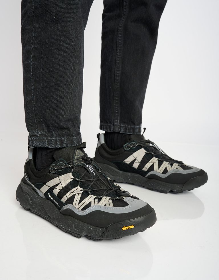 נעלי גברים - Flower Mountain - סניקרס זמש ובד IWANO - שחור אפור1