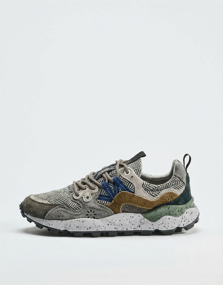 נעלי גברים - Flower Mountain - סניקרס עור וצמר YAMANO - אפור3