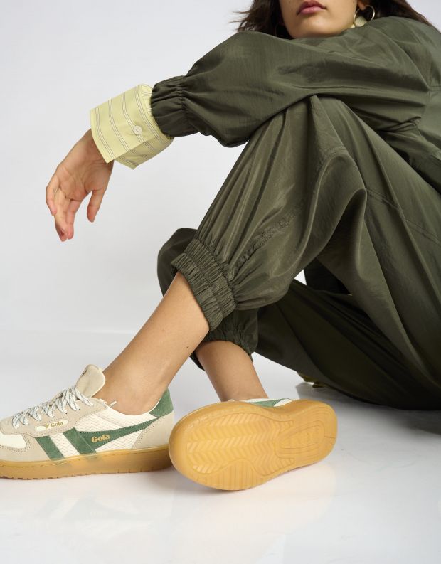 נעלי נשים - Gola - סניקרס בד וזמש HAWK 83 - לבן   ירוק