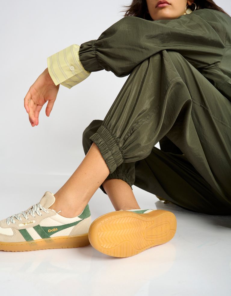 נעלי נשים - Gola - סניקרס בד וזמש HAWK 83 - לבן   ירוק