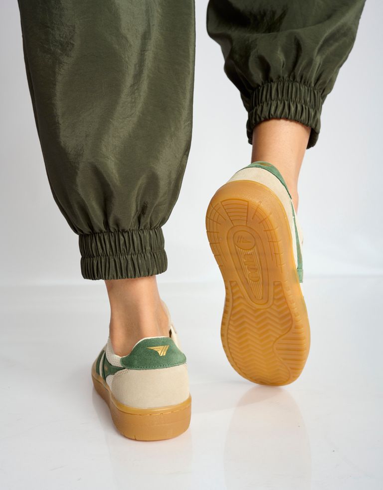 נעלי נשים - Gola - סניקרס בד וזמש HAWK 83 - לבן   ירוק4