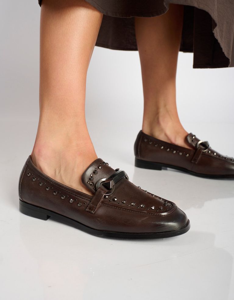 נעלי נשים - Mjus - מוקסינים VOLTERRA  ניטים - חום1