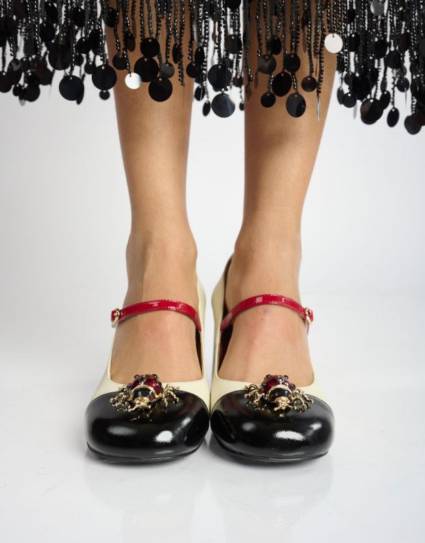 נעלי נשים - Jeffrey Campbell - נעלי בובה BEES KNEES - לבן   שחור