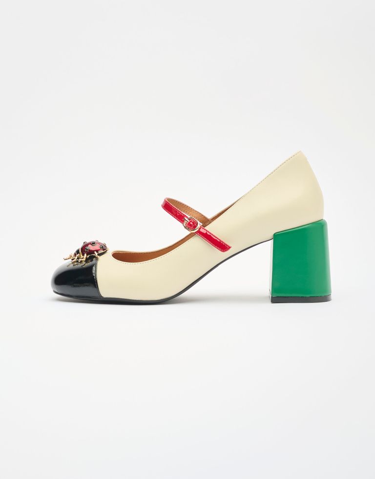 נעלי נשים - Jeffrey Campbell - נעלי בובה BEES KNEES - לבן   שחור4