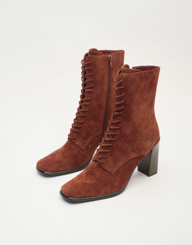 נעלי נשים - Jeffrey Campbell - מגפוני זמש עם שרוכים  SCR - חום