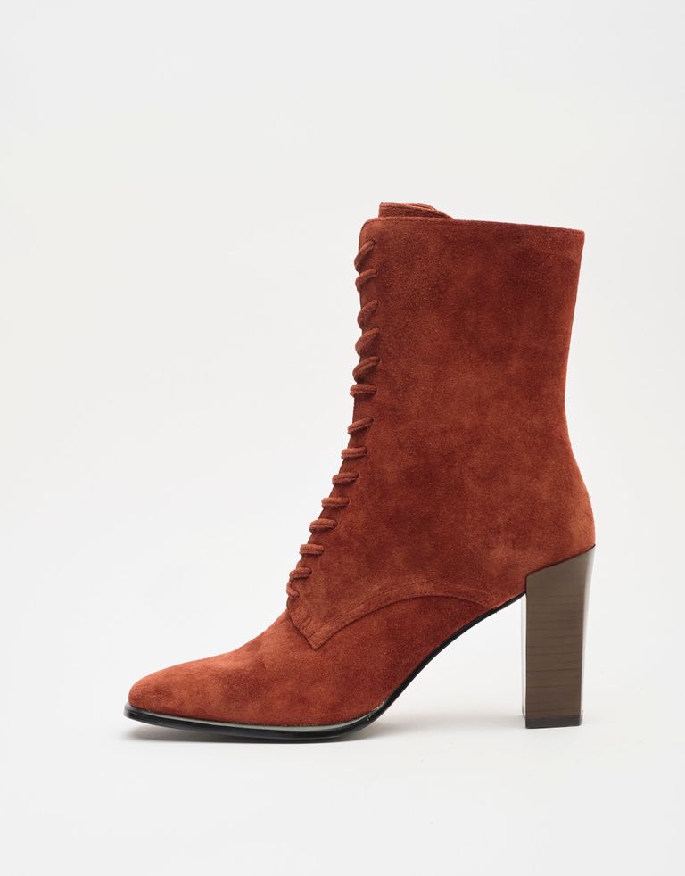 נעלי נשים - Jeffrey Campbell - מגפוני זמש עם שרוכים  SCR - חום2