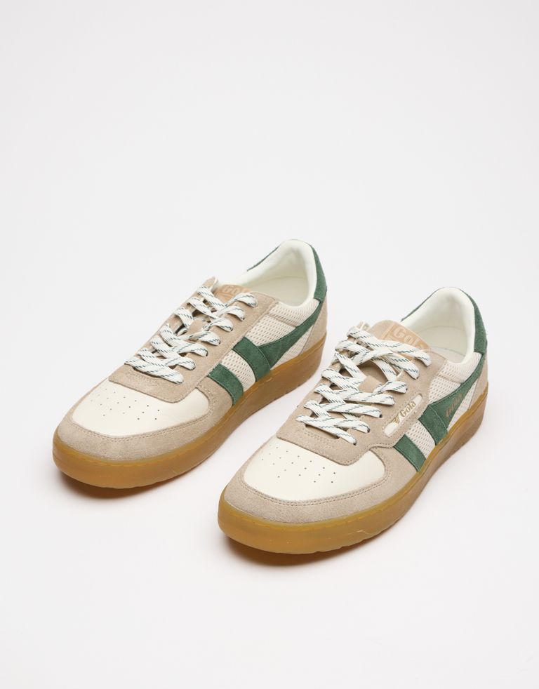 נעלי גברים - Gola - סניקרס בד וזמש HAWK 83 - לבן   ירוק3