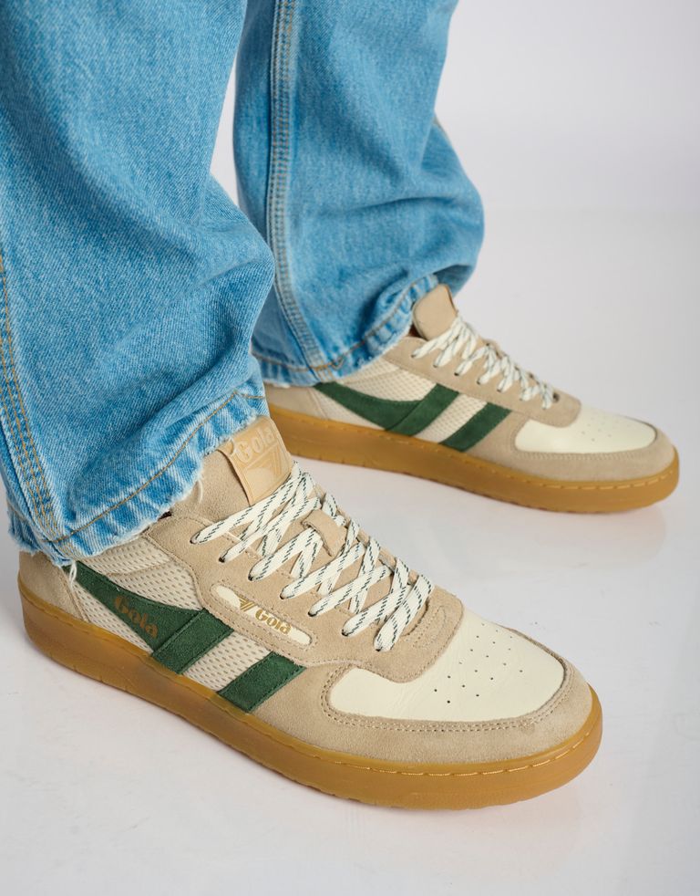 נעלי גברים - Gola - סניקרס בד וזמש HAWK 83 - לבן   ירוק4