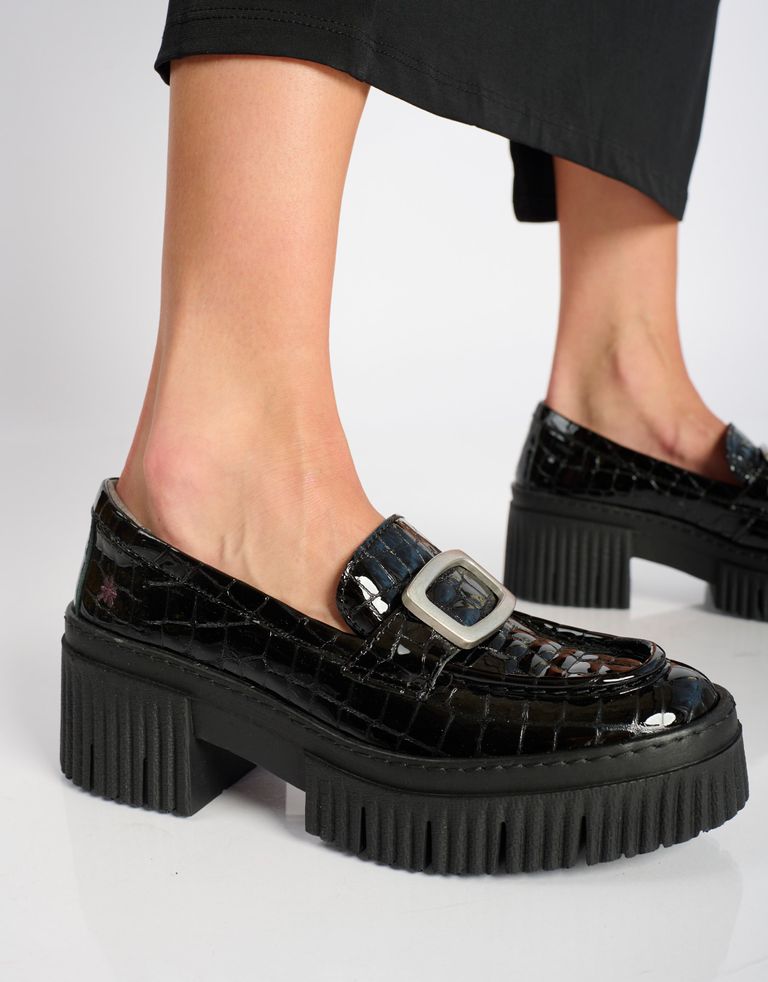 נעלי נשים - Art - נעלי מוקסין עם אבזם YORK - שחור3