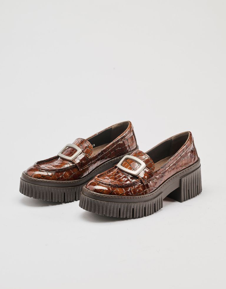 נעלי נשים - Art - נעלי מוקסין עם אבזם YORK - חום3