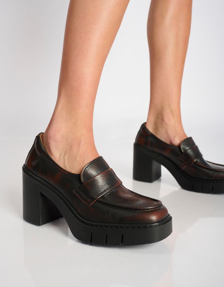 נעלי נשים - Art - מוקסינים עם עקב BERNA - חום2