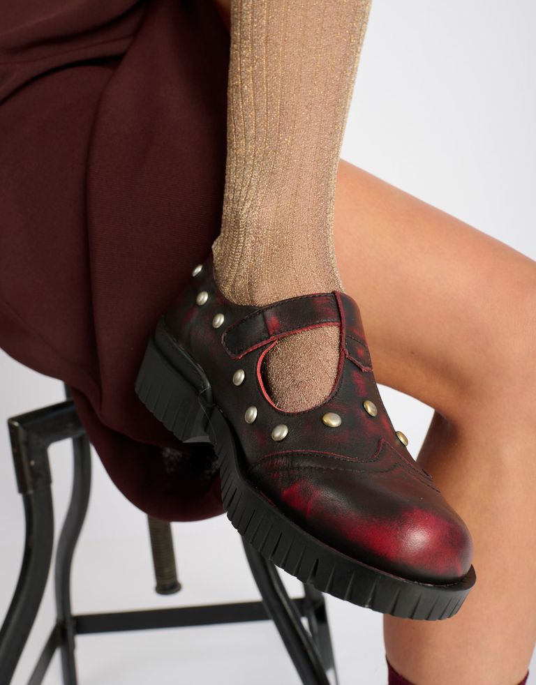 נעלי נשים - Art - נעלי בובה עם ניטים OXFORD - בורדו2