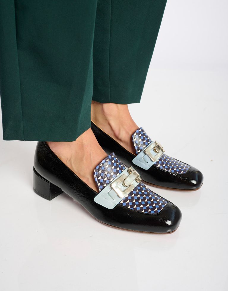 נעלי נשים - Chie Mihara - נעלי מוקסין עם עקב RANCI - שחור1