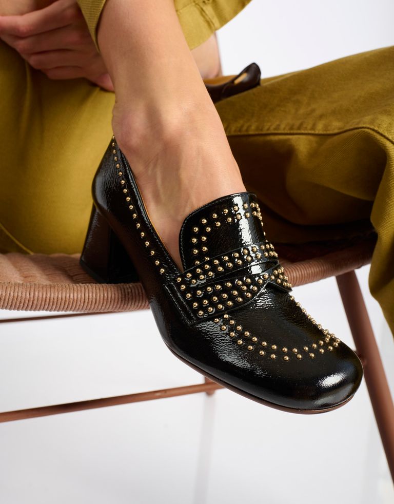 נעלי נשים - Chie Mihara - נעלי מוקסין עם עקב MULEAH - שחור2