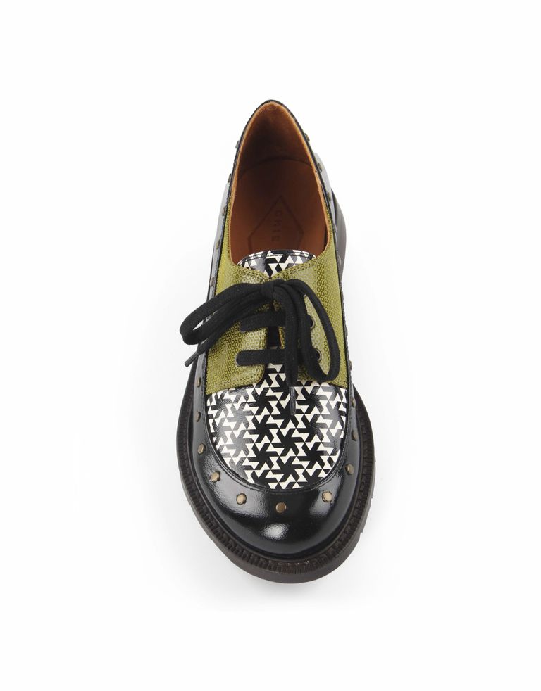 נעלי נשים - Chie Mihara - נעליים שטוחות JEITER - שחור ירוק2