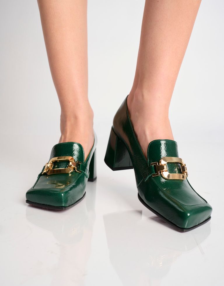 נעלי נשים - Chie Mihara - נעלי מוקסין עם עקב URSALI - ירוק2