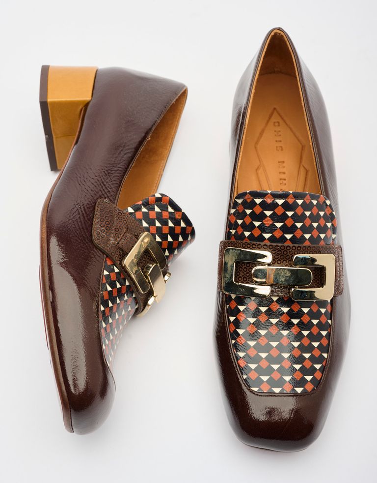 נעלי נשים - Chie Mihara - נעלי מוקסין עם עקב RANCI - חום2