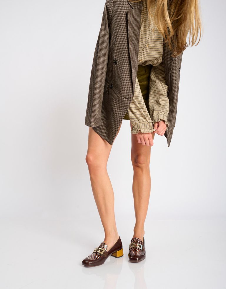 נעלי נשים - Chie Mihara - נעלי מוקסין עם עקב RANCI - חום3