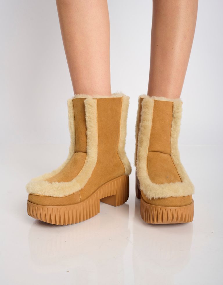 נעלי נשים - 4CCCCEES - מגפי זמש פרווה PLIA FERO - קאמל2