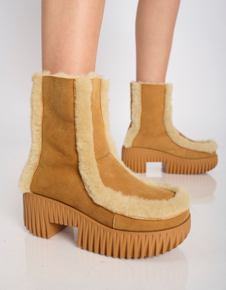 נעלי נשים - 4CCCCEES - מגפי זמש פרווה PLIA FERO - קאמל3