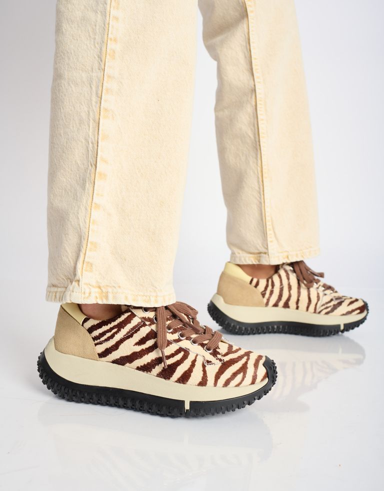 נעלי נשים - 4CCCCEES - סניקרס עור KAPOK SOON - זברה2