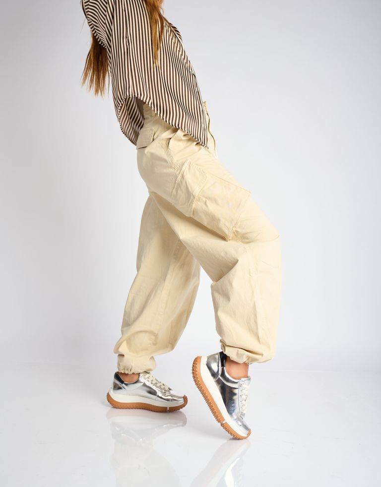 נעלי נשים - 4CCCCEES - סניקרס עור KAPOK SOON - כסף2