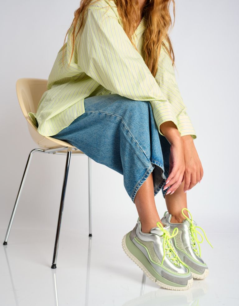 נעלי נשים - 4CCCCEES - סניקרס עור KAPOK SWAN - כסף3