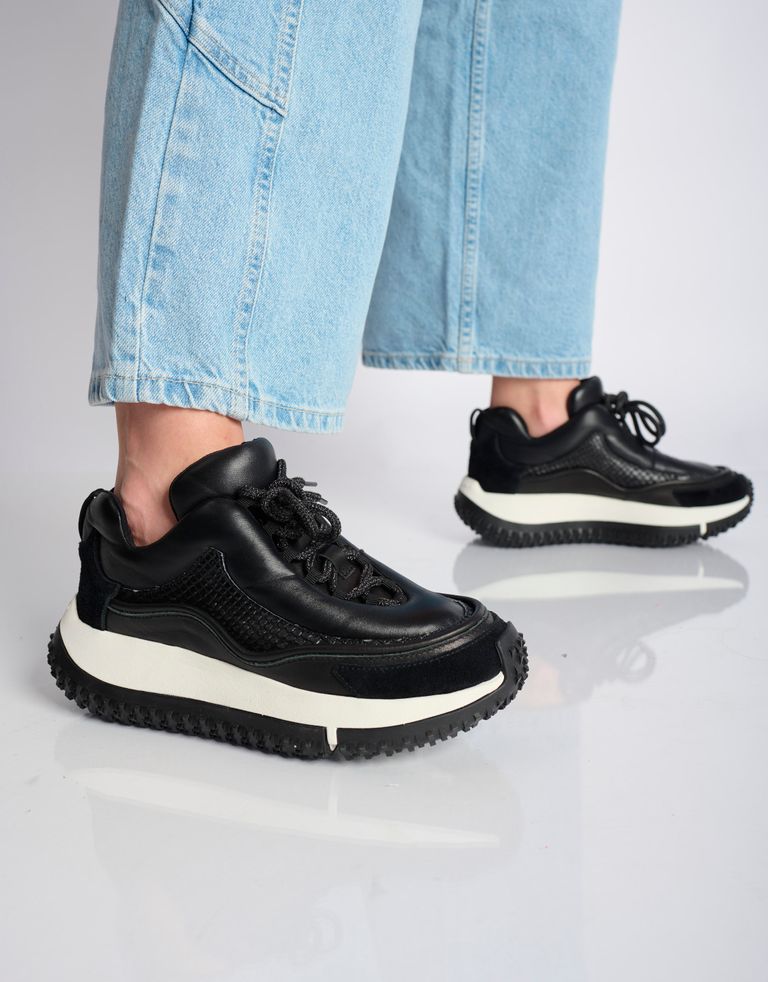 נעלי נשים - 4CCCCEES - סניקרס עור KAPOK SWAN - שחור3