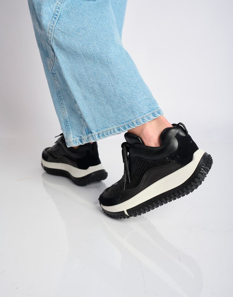 נעלי נשים - 4CCCCEES - סניקרס עור KAPOK SWAN - שחור4