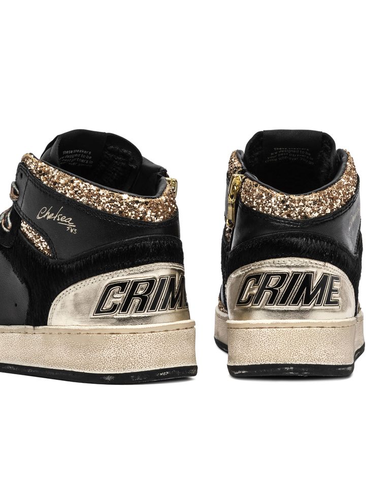 נעלי נשים - Crime London - סניקרס IGGY  גבוהות - שחור   זהב3