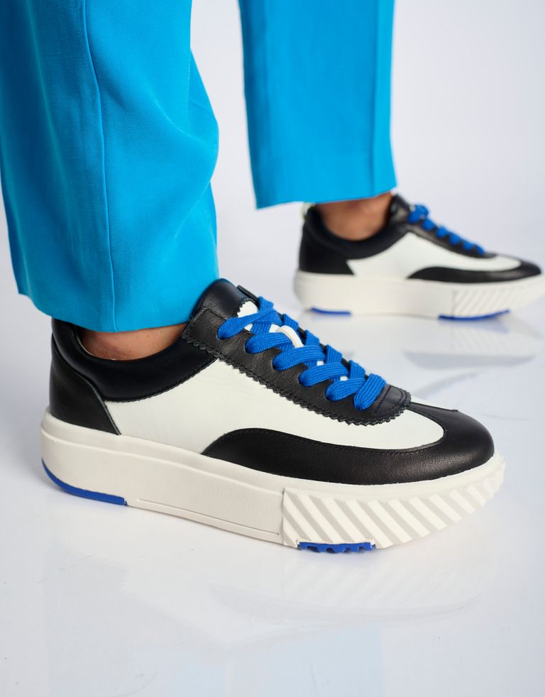 נעלי נשים - 4CCCCEES - סניקרס עור RAY RETA - שחור לבן2