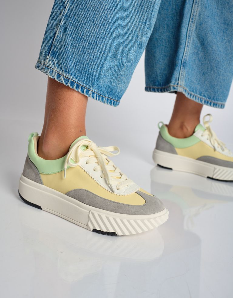 נעלי נשים - 4CCCCEES - סניקרס עור RAY RETA - צהוב   אפור2