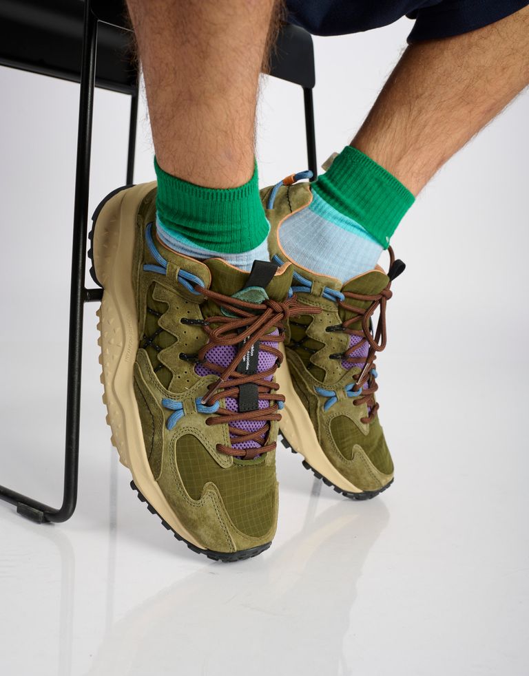 נעלי גברים - Flower Mountain - סניקרס זמש ובד YMABUSHI - ירוק1