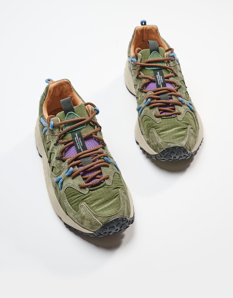 נעלי גברים - Flower Mountain - סניקרס זמש ובד YMABUSHI - ירוק2