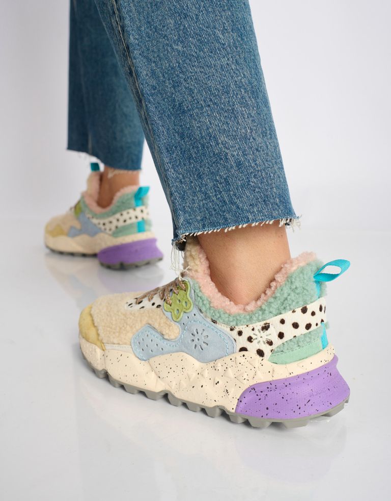 נעלי נשים - Flower Mountain - סניקרס KOTETSU טדי - לבן   תכלת1