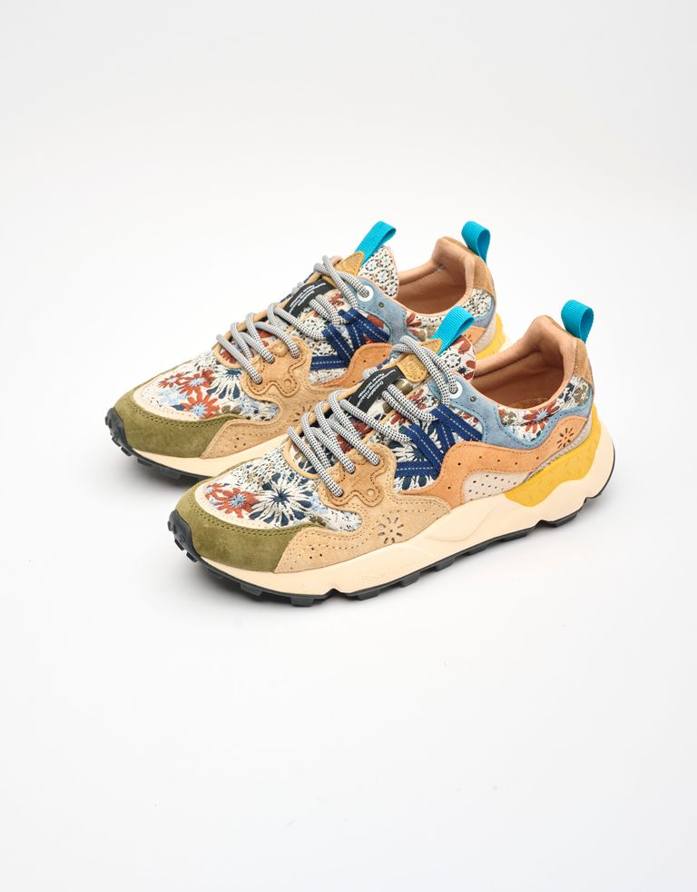 נעלי נשים - Flower Mountain - סניקרס פרחוניות YAMANO - ירוק   כחול3