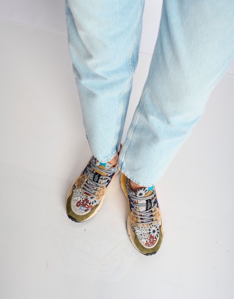 נעלי נשים - Flower Mountain - סניקרס פרחוניות YAMANO - ירוק   כחול4