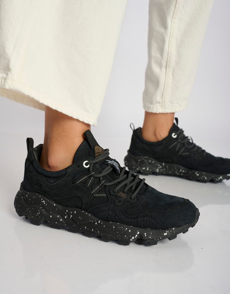 נעלי נשים - Flower Mountain - סניקרס עור YAMANO - שחור4