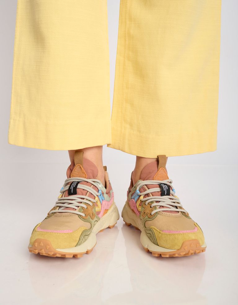 נעלי נשים - Flower Mountain - סניקרס YAMANO 3 - בז'   ורוד4