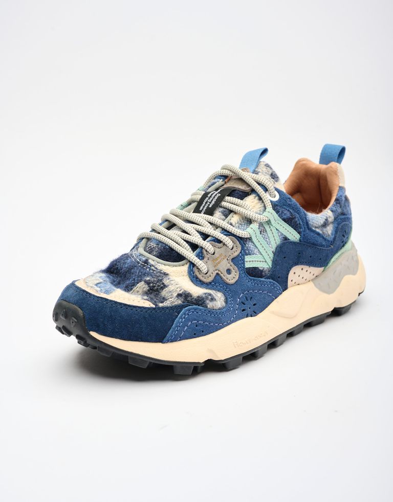 נעלי נשים - Flower Mountain - סניקרס עור וצמר YAMANO - כחול2