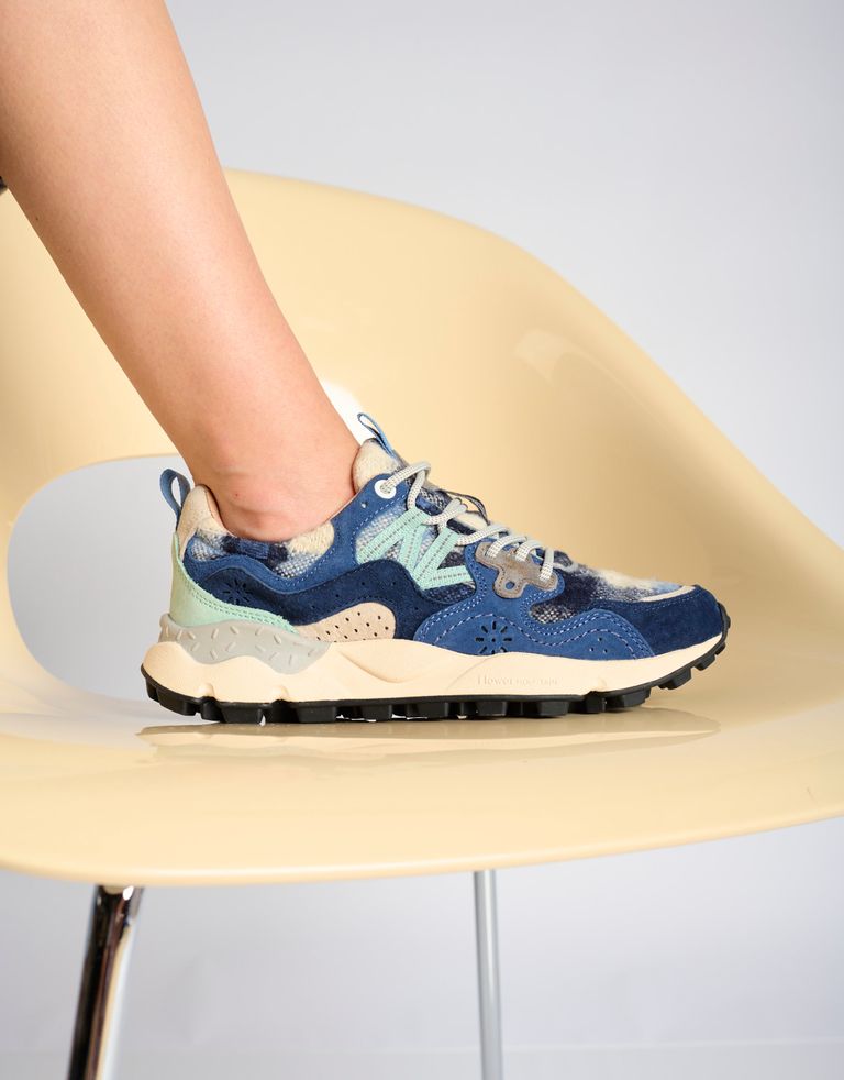 נעלי נשים - Flower Mountain - סניקרס עור וצמר YAMANO - כחול4