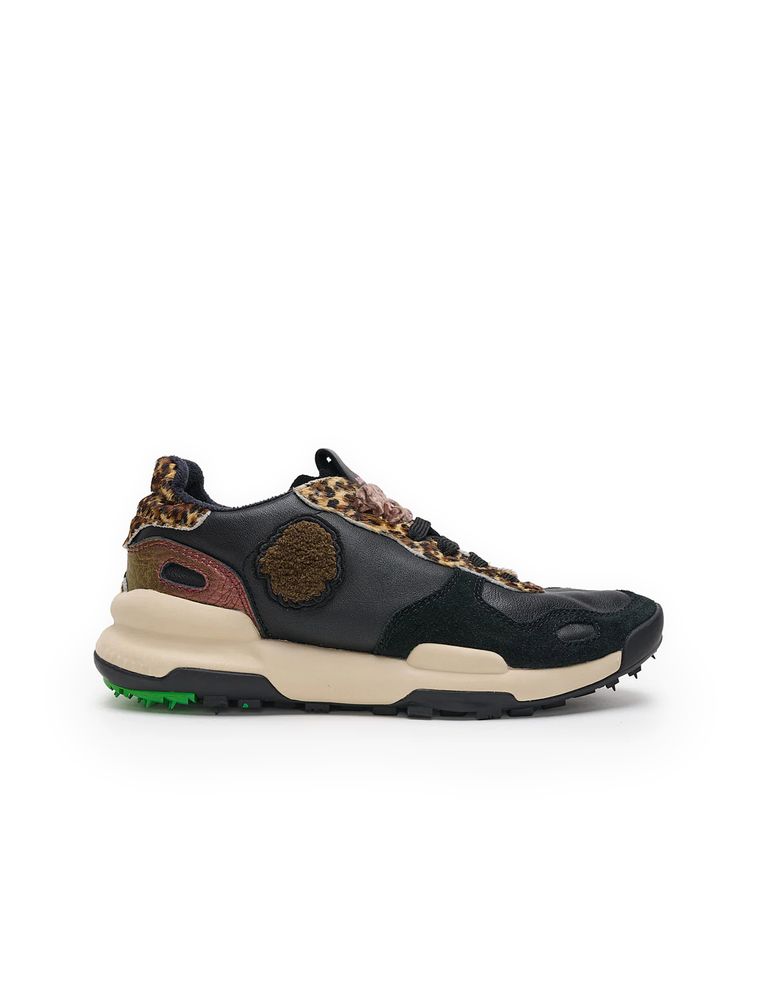 נעלי נשים - Satorisan - סניקרס עור CHACRONA - שחור מנומר1