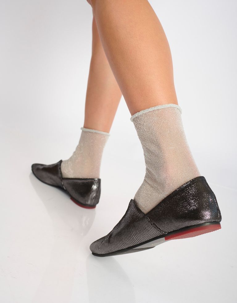 נעלי נשים - Yuko Imanishi - נעלי עור שטוחות AZU - אפור מטאלי3