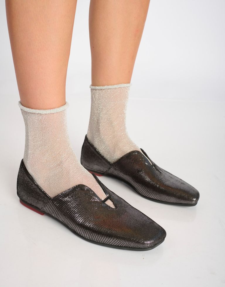 נעלי נשים - Yuko Imanishi - נעלי עור שטוחות AZU - אפור מטאלי4