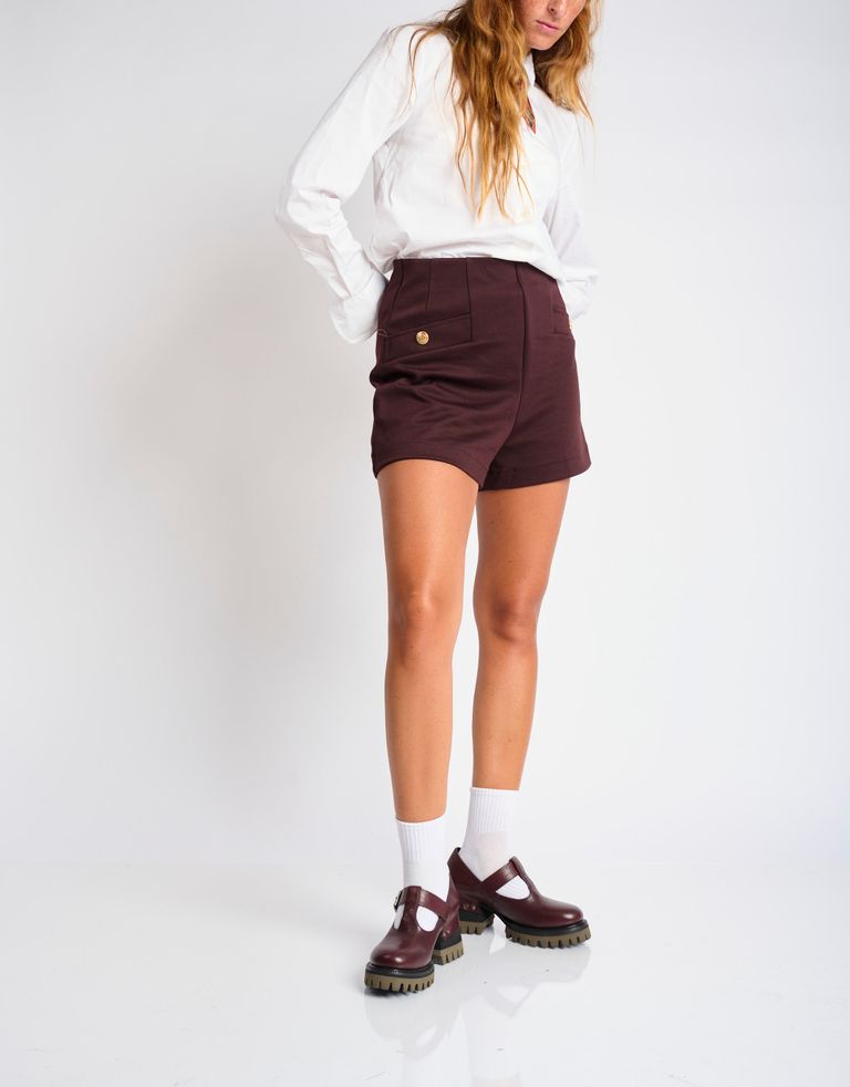 נעלי נשים - Yuko Imanishi - נעלי בובה עם עקב MIMI - בורדו2