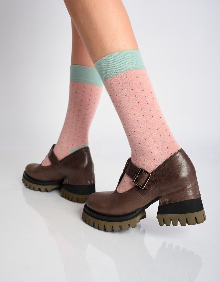 נעלי נשים - Yuko Imanishi - נעלי בובה עם עקב MIMI - חום4