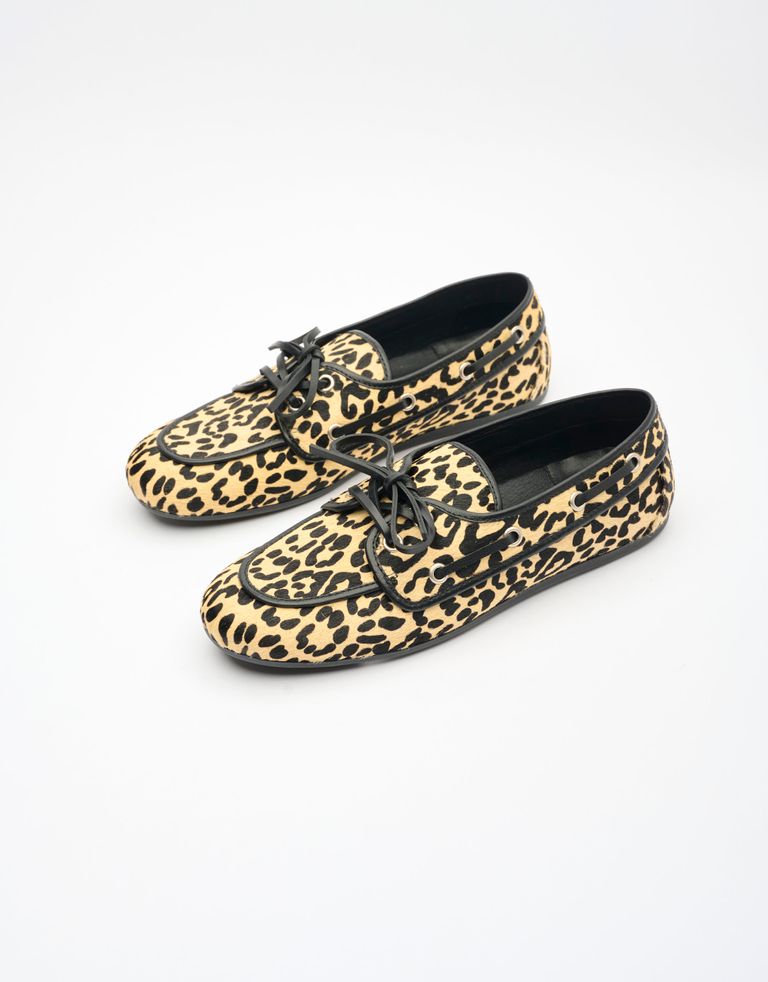 נעלי נשים - Jeffrey Campbell - מוקסינים BOAST מנומרות - בז'   שחור2