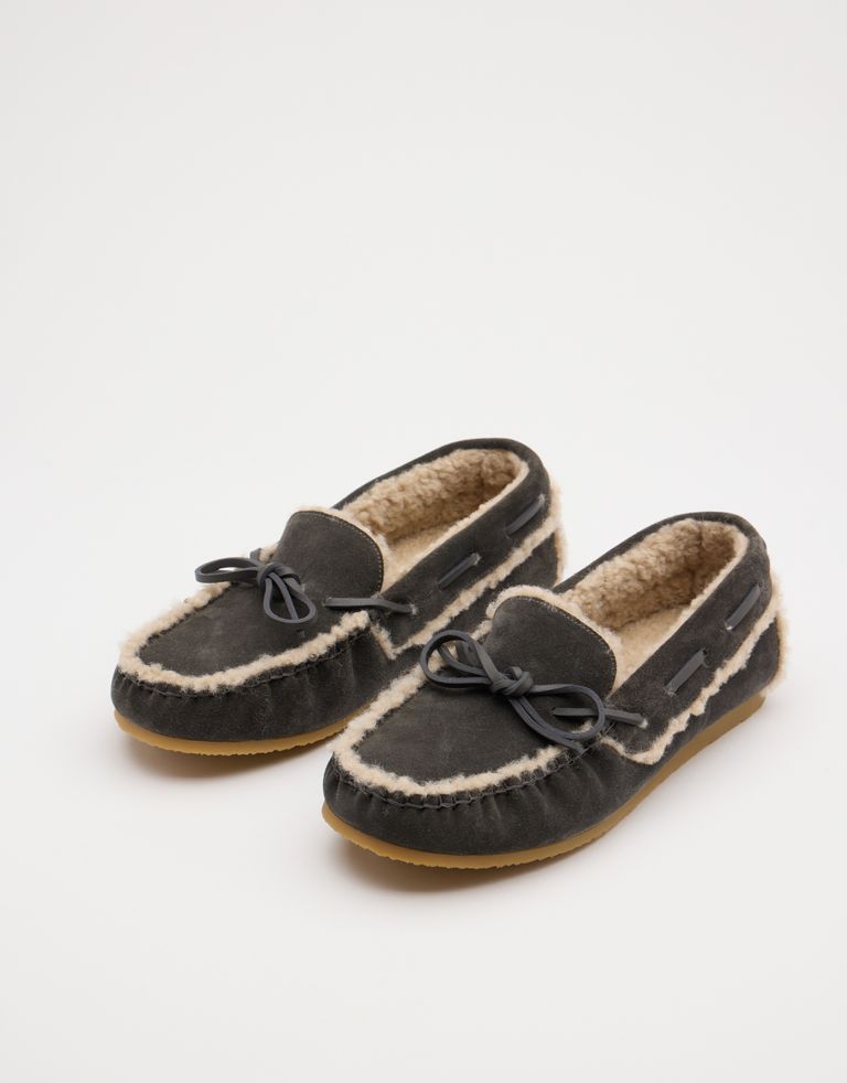 נעלי נשים - Jeffrey Campbell - מוקסינים עם פרווה COMFY - אפור2